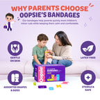 Oopsie Kids Adhesive Bandages - 100 Count, Assorted Sterile Latex-Free Designs