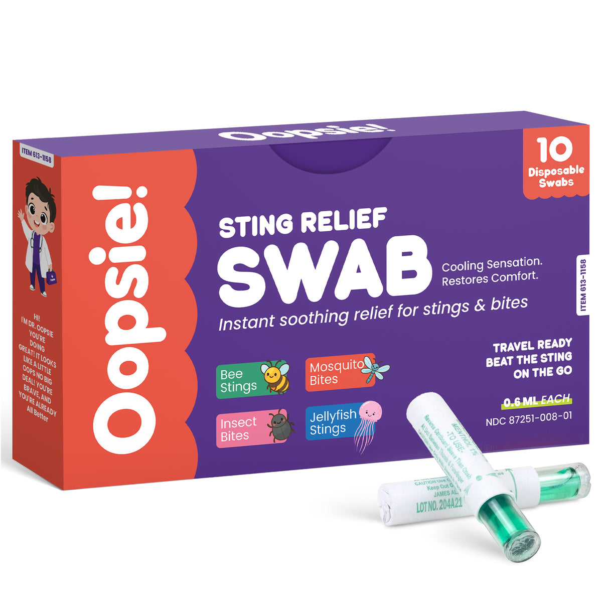 Oopsie Sting Relief Swab