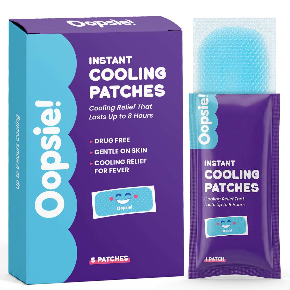 Oopsie Instant Cooling Patches for Kids - 5 Pack, Individually Wrapped