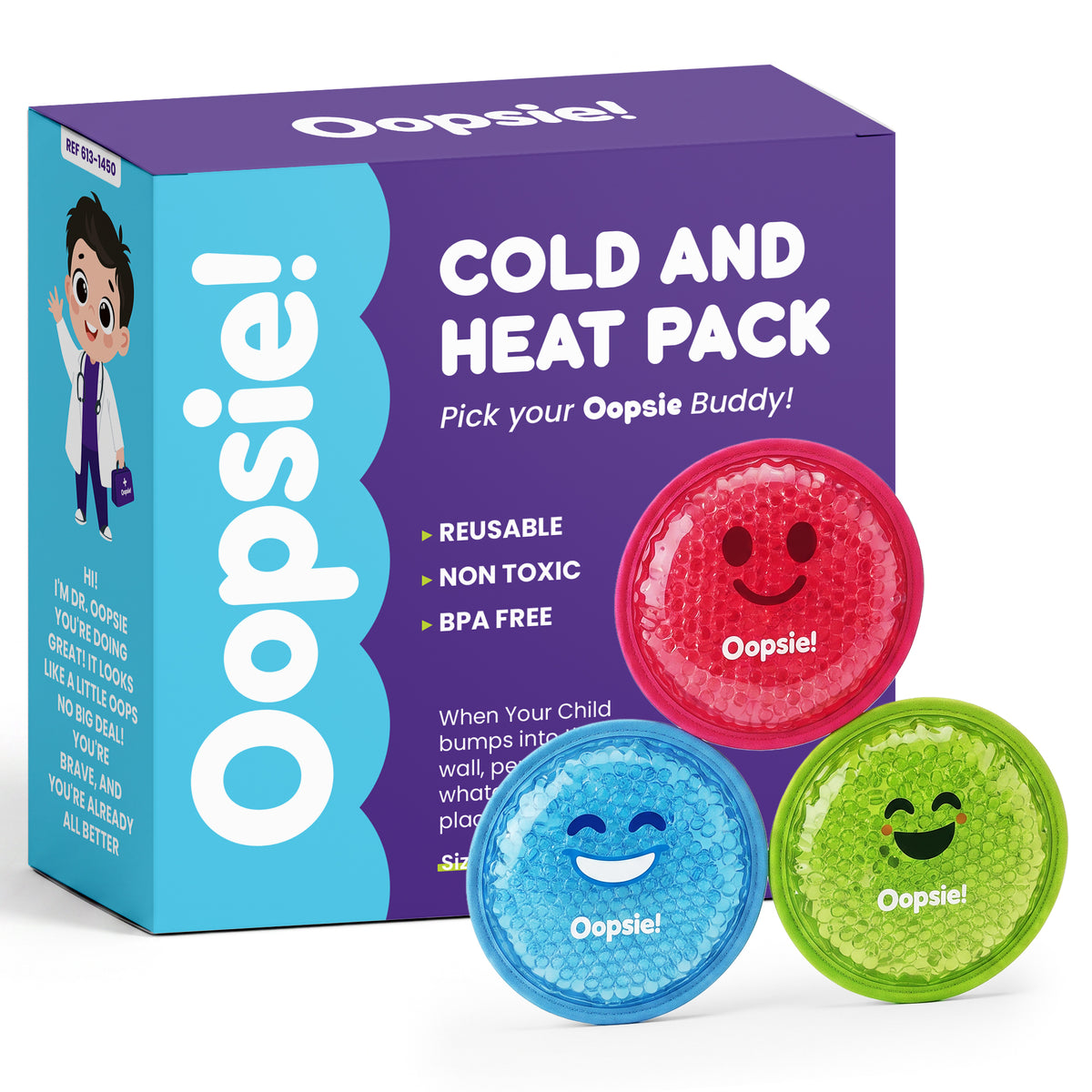 Oopsie Kids Reusable Hot & Cold Gel Pack - 4.7-Inch Buddy for Bumps & Tummy Comfort